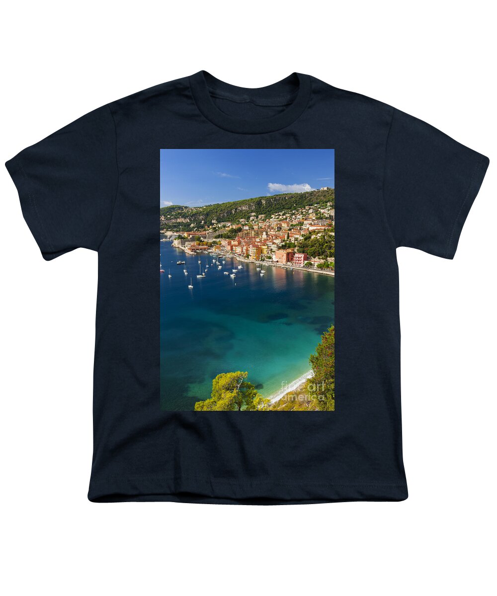 French Youth T-Shirt featuring the photograph Villefranche-sur-Mer view on French Riviera 1 by Elena Elisseeva