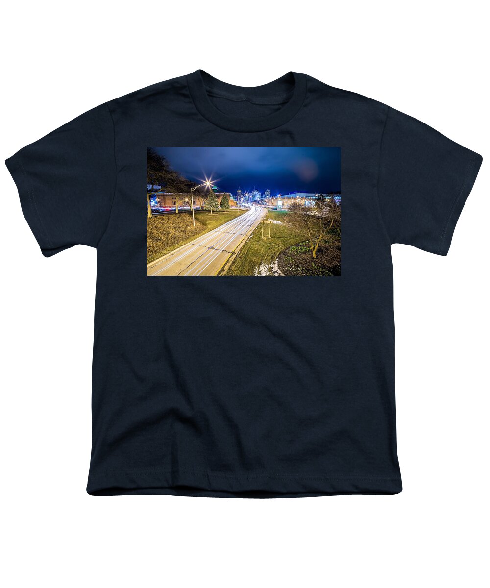Night Youth T-Shirt featuring the photograph Milwaukee Wisconcin City And Street Scenes #5 by Alex Grichenko