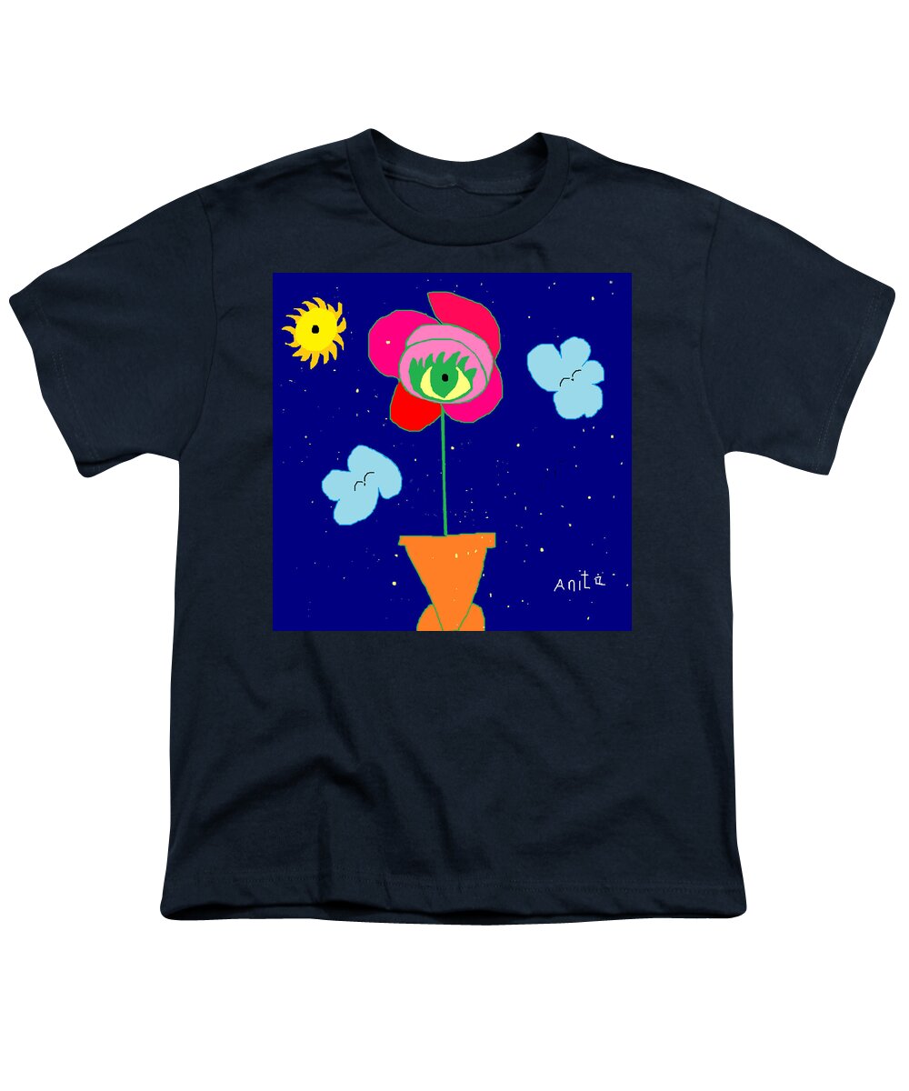 Rose Against Sky Youth T-Shirt featuring the painting Alone With God by Anita Dale Livaditis