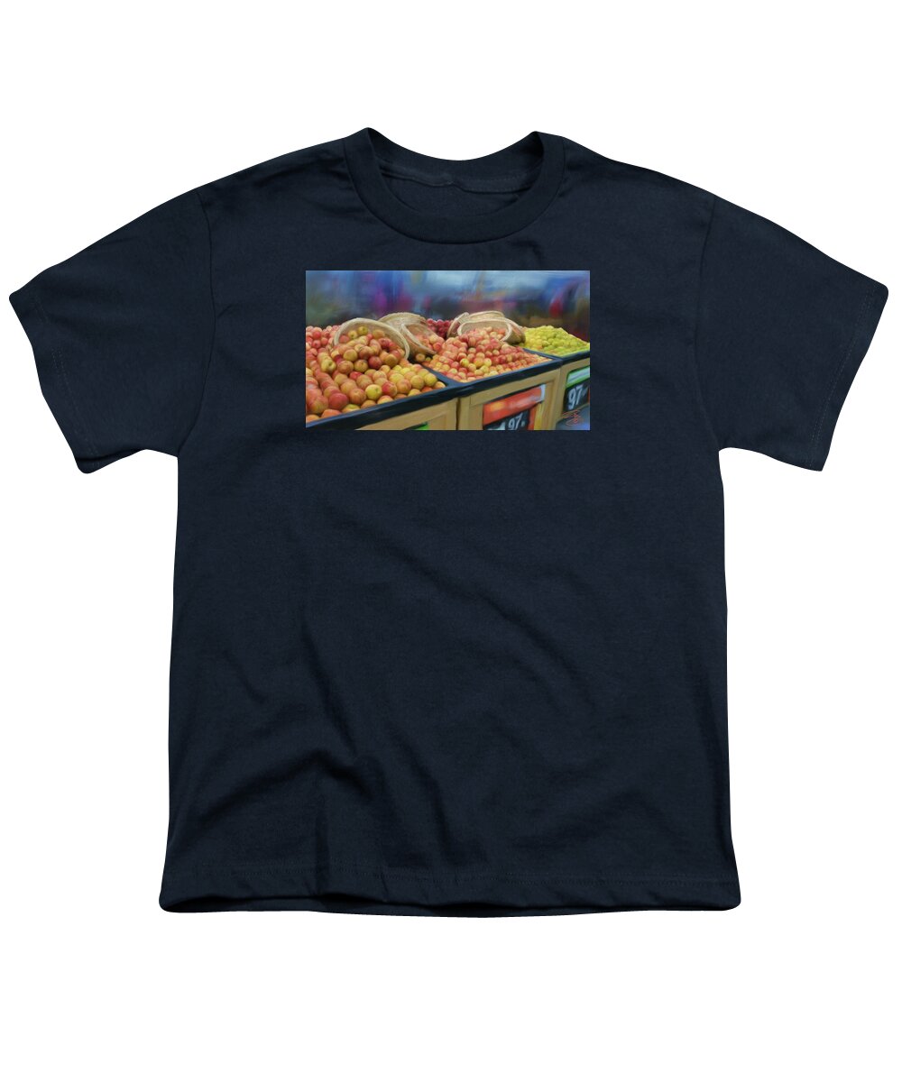 Agriculture Youth T-Shirt featuring the digital art Apples and baskets by Debra Baldwin