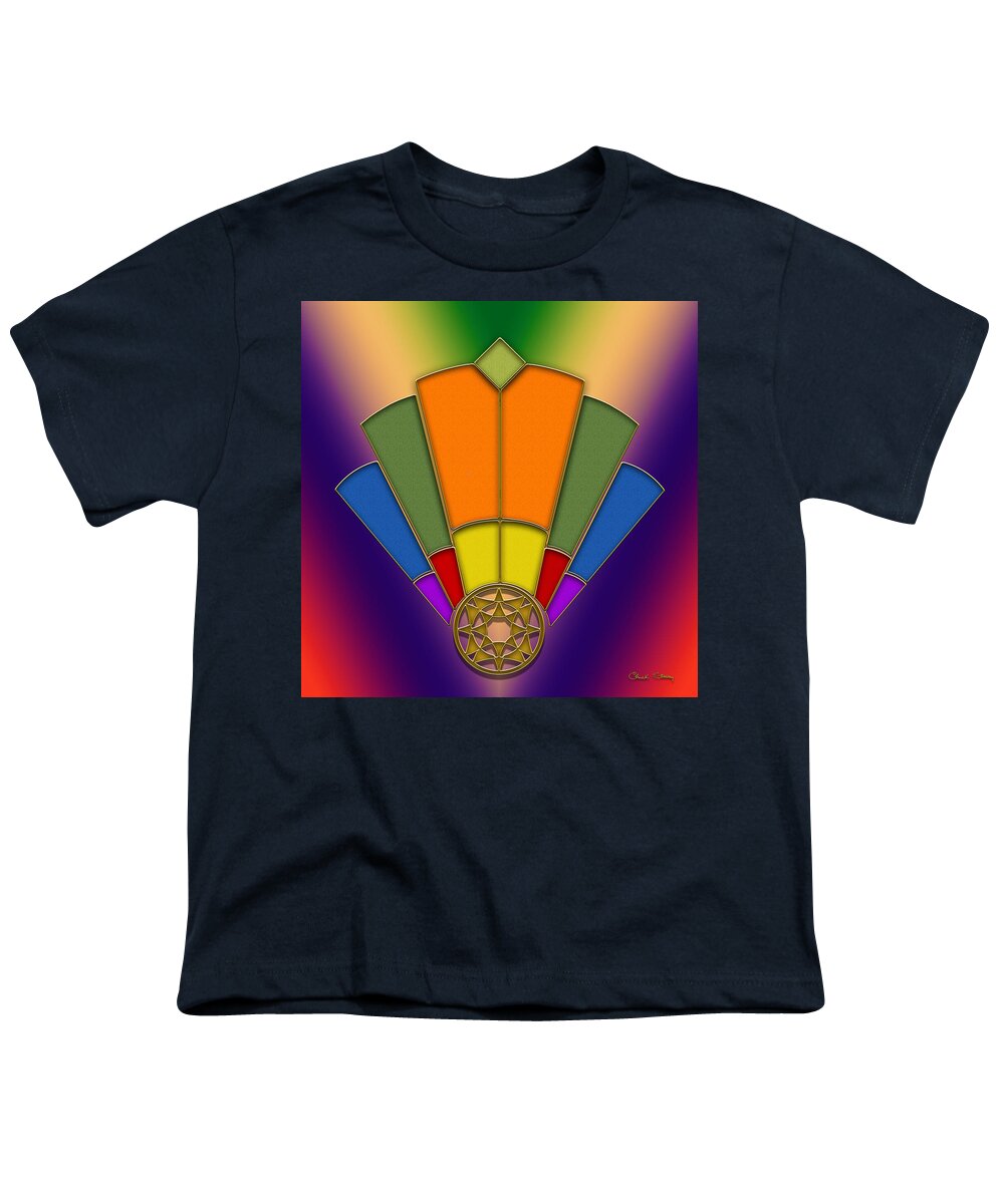 Staley Youth T-Shirt featuring the digital art Art Deco Fan 5 by Chuck Staley