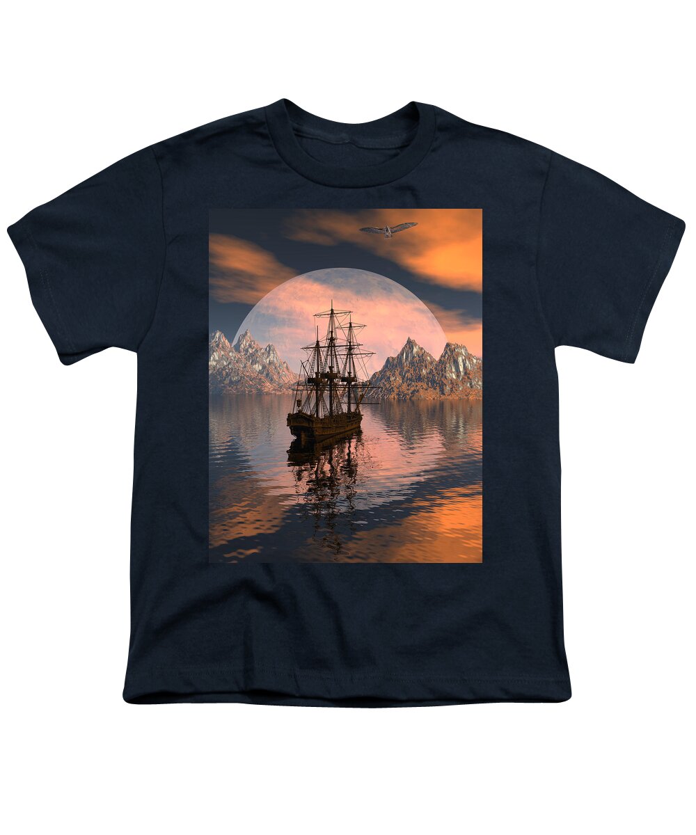 Bryce Youth T-Shirt featuring the digital art At anchor by Claude McCoy
