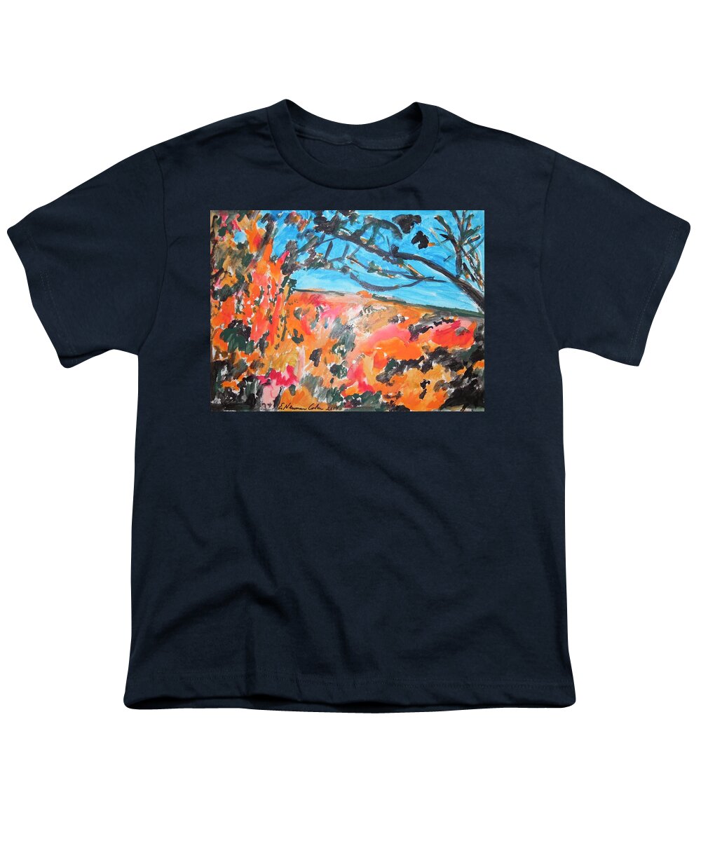 Autumn Flames Youth T-Shirt featuring the painting Autumn Flames by Esther Newman-Cohen
