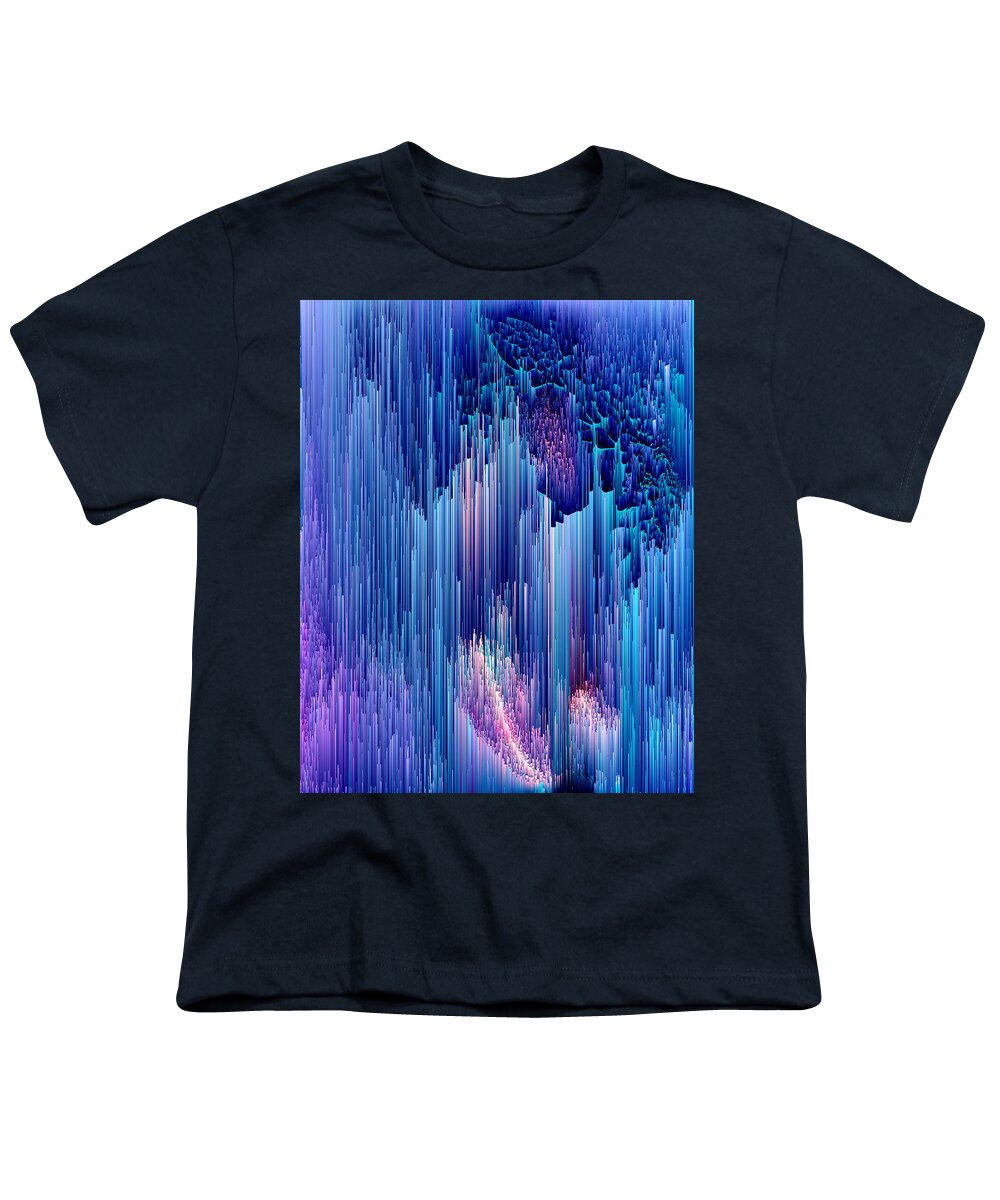 Glitch Youth T-Shirt featuring the digital art Beglitched Waterfall - Pixel Art by Jennifer Walsh