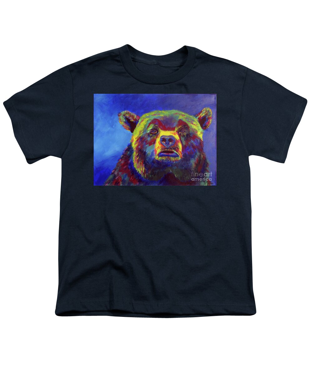 Bear Youth T-Shirt featuring the painting Big Bear by Sara Becker