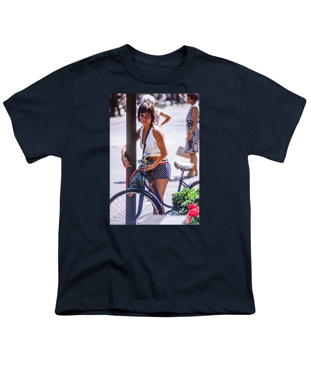 Downtown_printed Youth T-Shirt featuring the photograph Bird Girl by Mike Evangelist