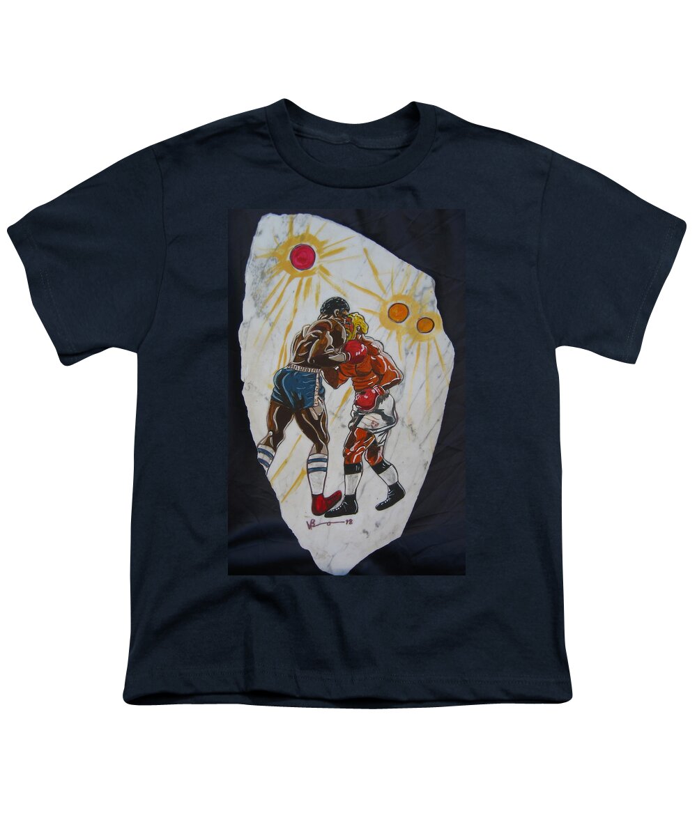 Boxing Youth T-Shirt featuring the mixed media Black and White by V Boge