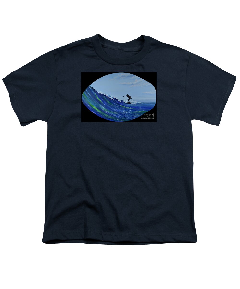 Skimboard Youth T-Shirt featuring the painting Catch A Wave by Mary Scott