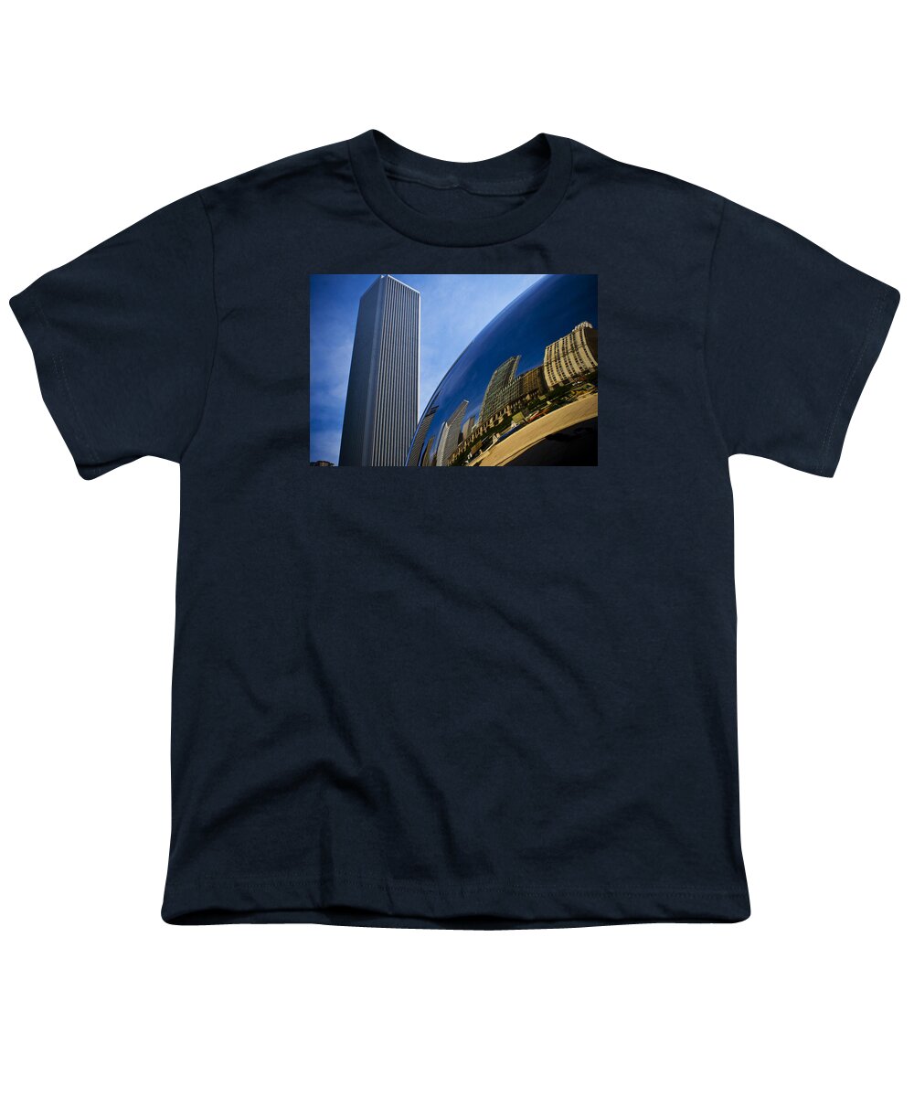 Chicago Youth T-Shirt featuring the photograph Cloud Gate and Aon Center by Roger Passman