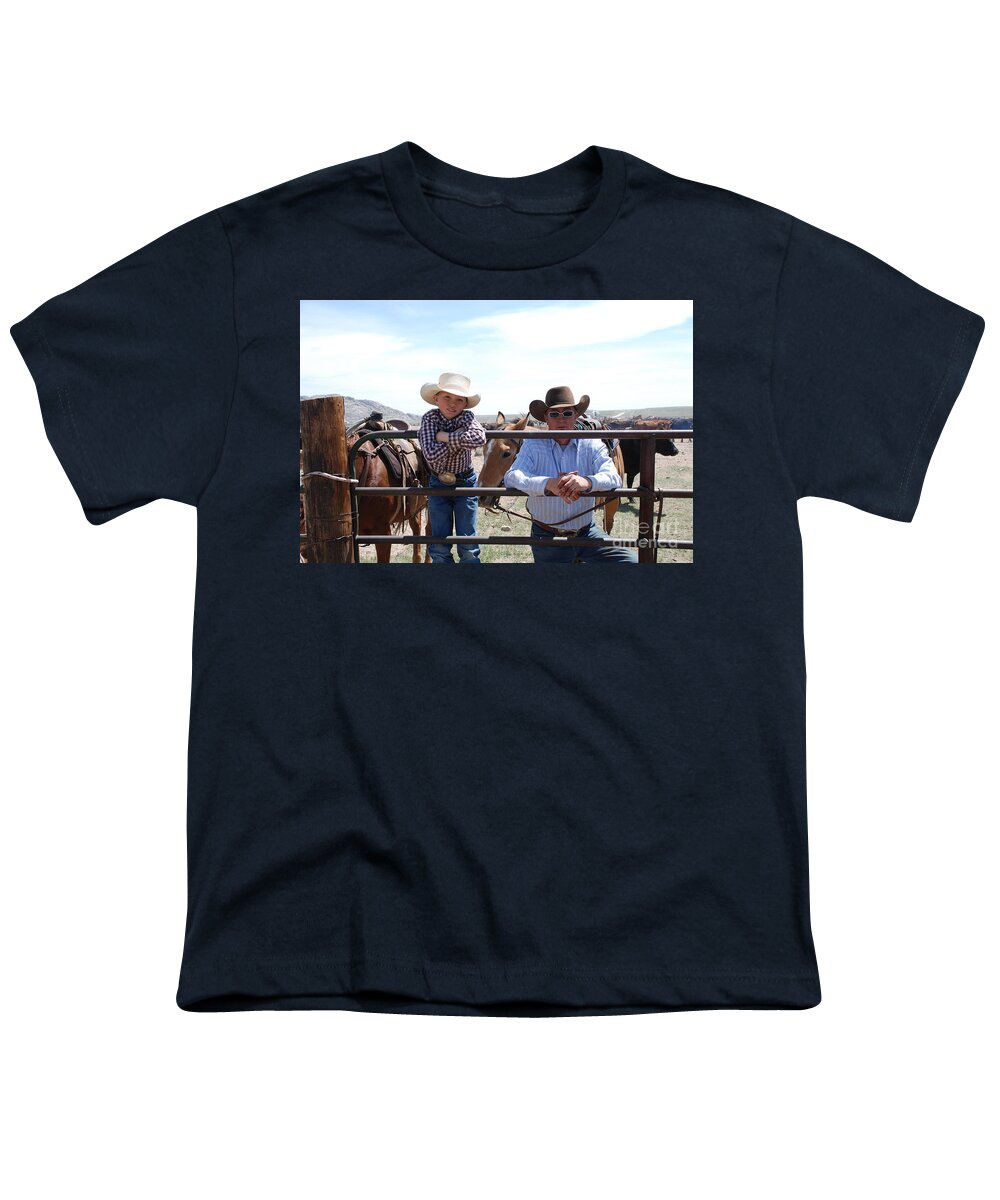 Cowboys Youth T-Shirt featuring the photograph Cowboy Father And Son by Jim Goodman
