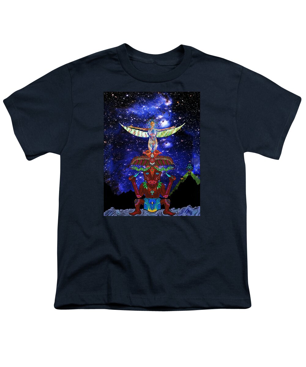Totem Youth T-Shirt featuring the digital art Dance in between Worlds by Myztico Campo