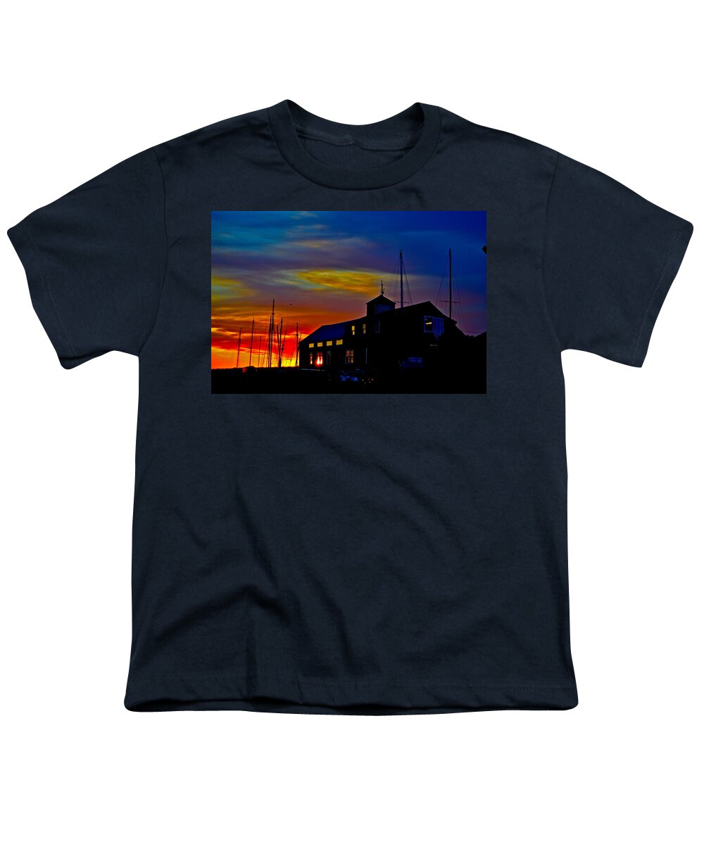 Sunrise Youth T-Shirt featuring the photograph Dawn at the Boatbuilder by Jeffrey Canha