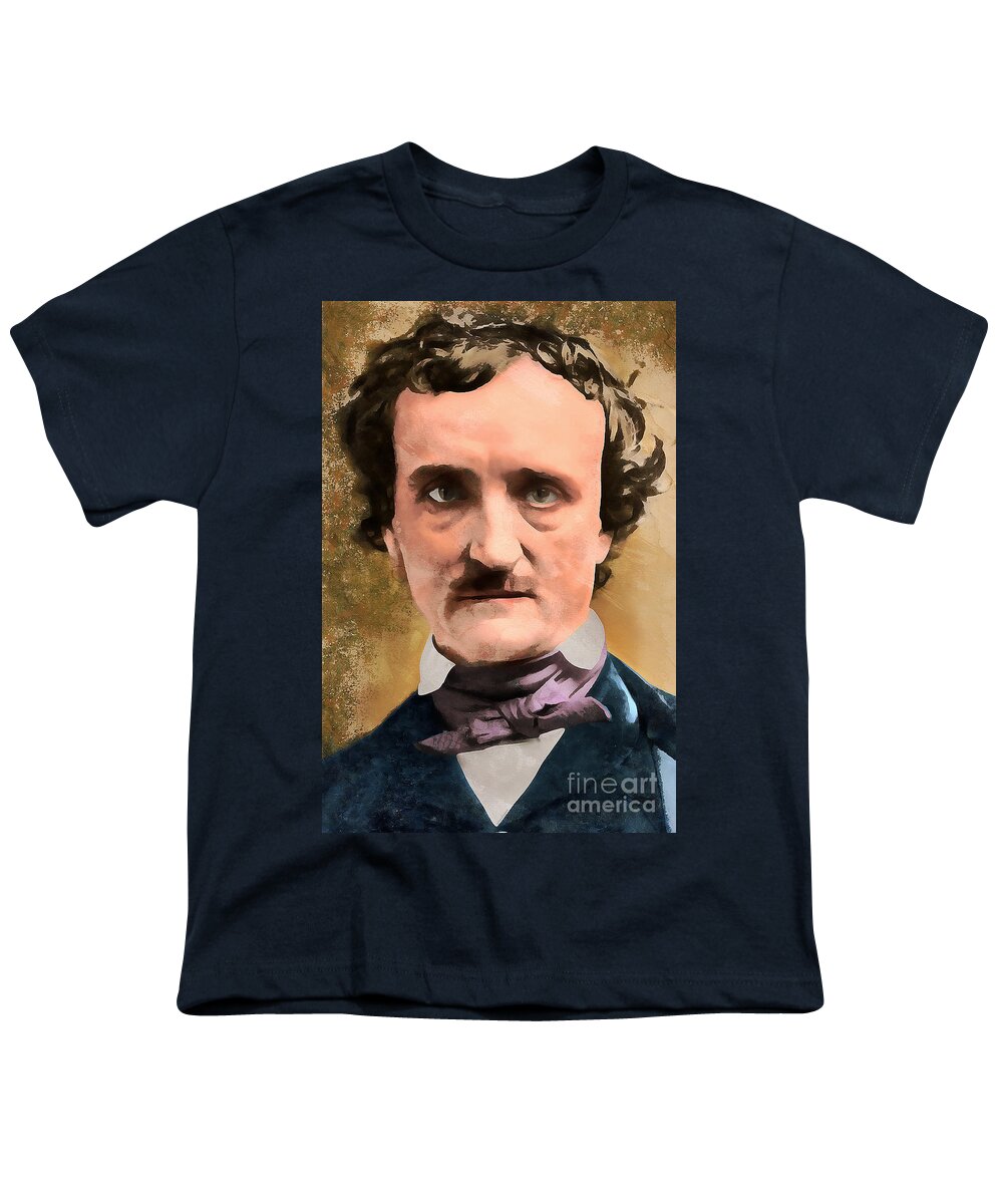 Wingsdomain Youth T-Shirt featuring the photograph Edgar Allan Poe The Raven 20160420 wcstyle by Wingsdomain Art and Photography