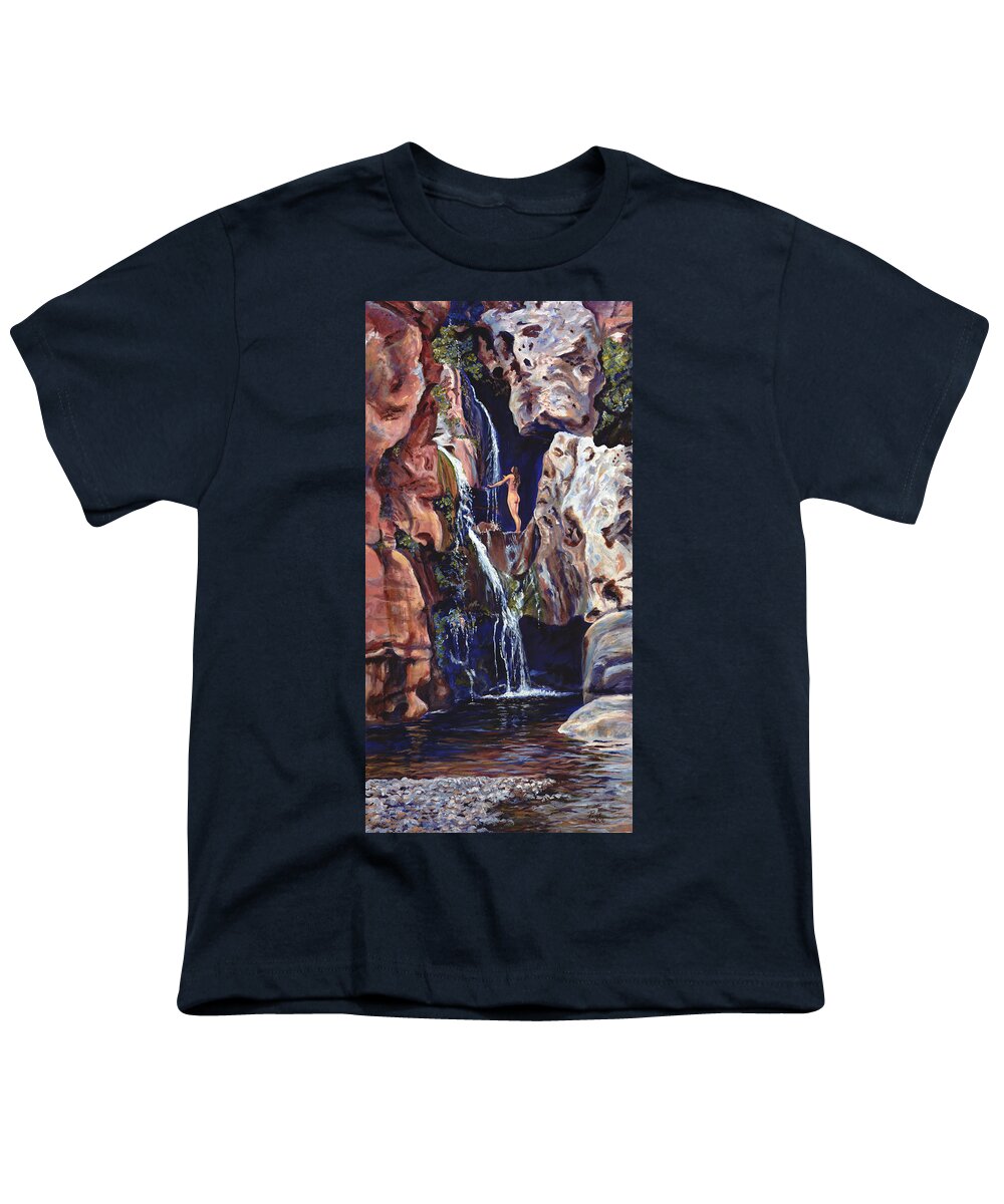 Landscape Youth T-Shirt featuring the painting Elves Chasm by Page Holland