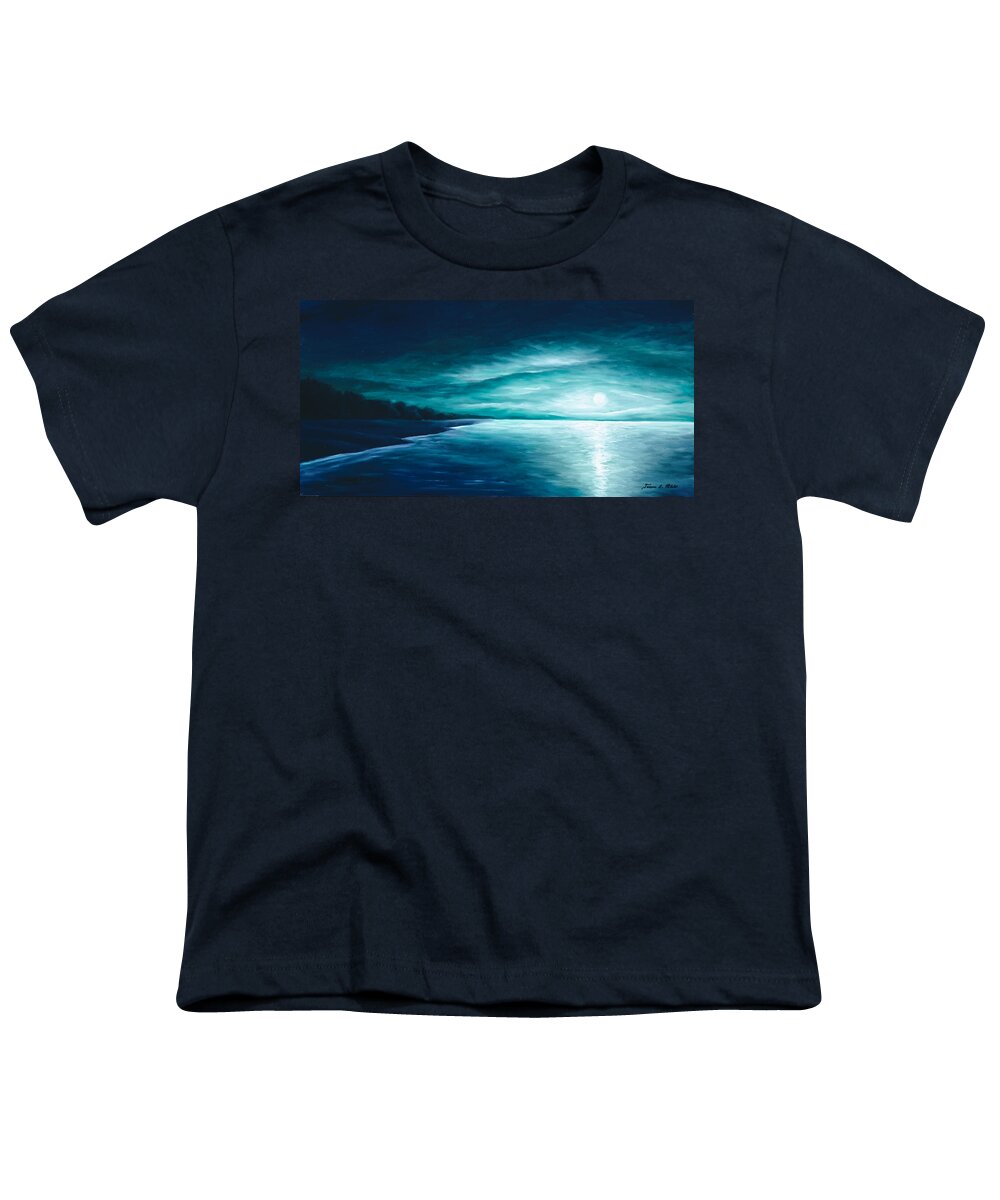 Moonscape Youth T-Shirt featuring the painting Enchanted Moon I by James Hill