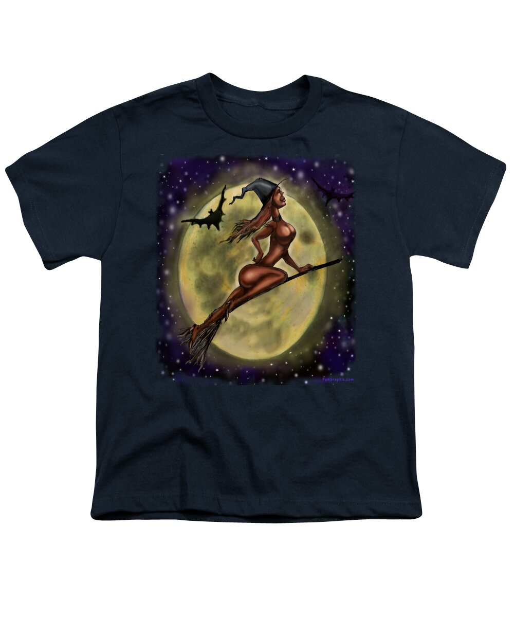 Halloween Youth T-Shirt featuring the digital art Enchanting Halloween Witch by Kevin Middleton