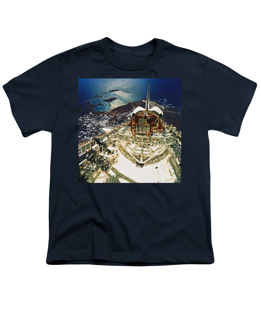 Space Travel Youth T-Shirt featuring the photograph Endeavour Spacewalk by Science Source