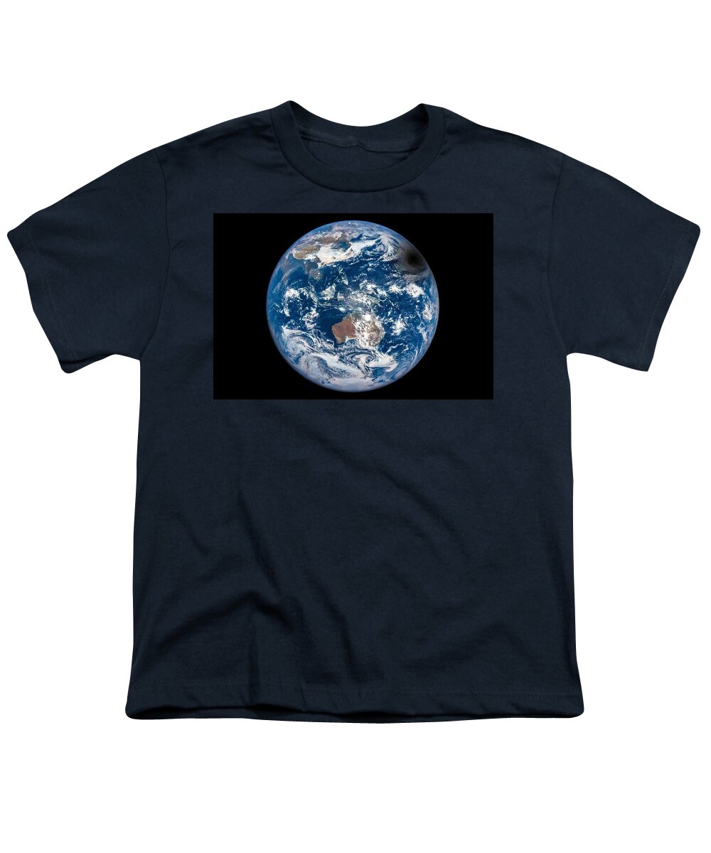 Globe Youth T-Shirt featuring the painting Epic Eclipse, NASA_10 by Celestial Images