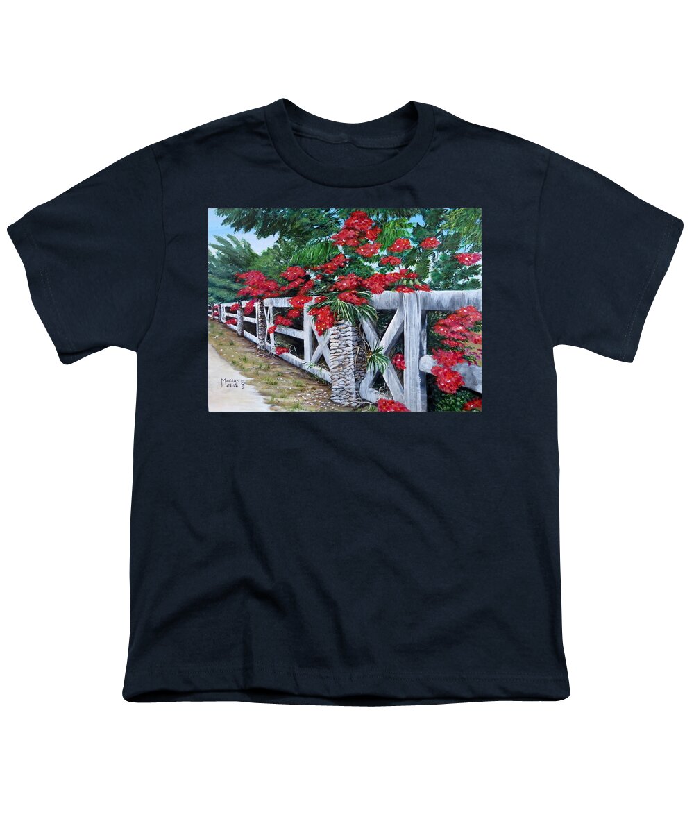 Panama Youth T-Shirt featuring the painting Fence Line by Marilyn McNish