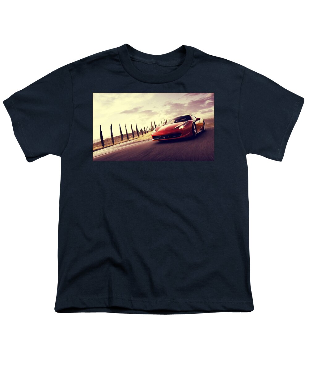 Ferrari 458 Youth T-Shirt featuring the photograph Ferrari 458 by Jackie Russo