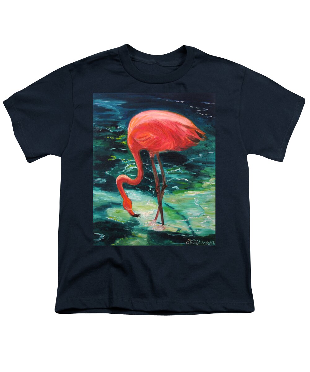 Flamingo Youth T-Shirt featuring the painting Flamingo of Homasassa by Patricia Arroyo