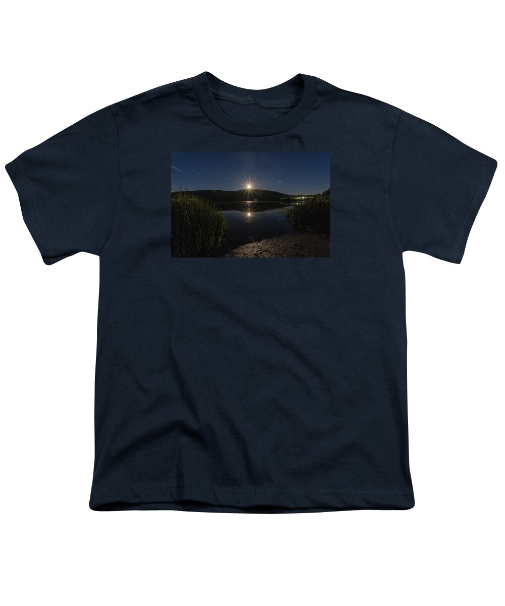 The Brattleboro Retreat Meadows Youth T-Shirt featuring the photograph Full Moon Retreat Meadows by Tom Singleton