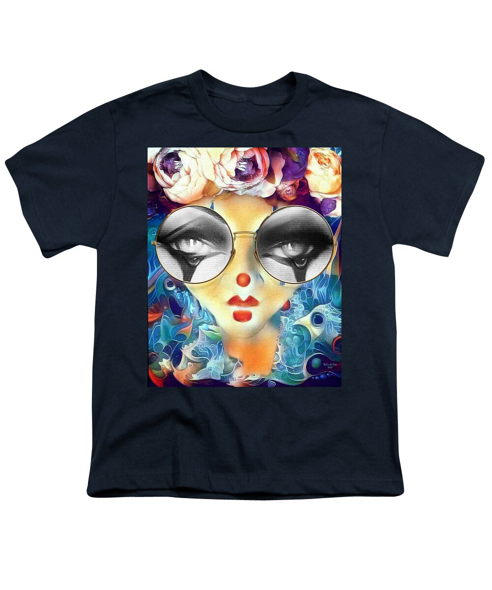 Digital Art Youth T-Shirt featuring the digital art Funny Face by Artful Oasis