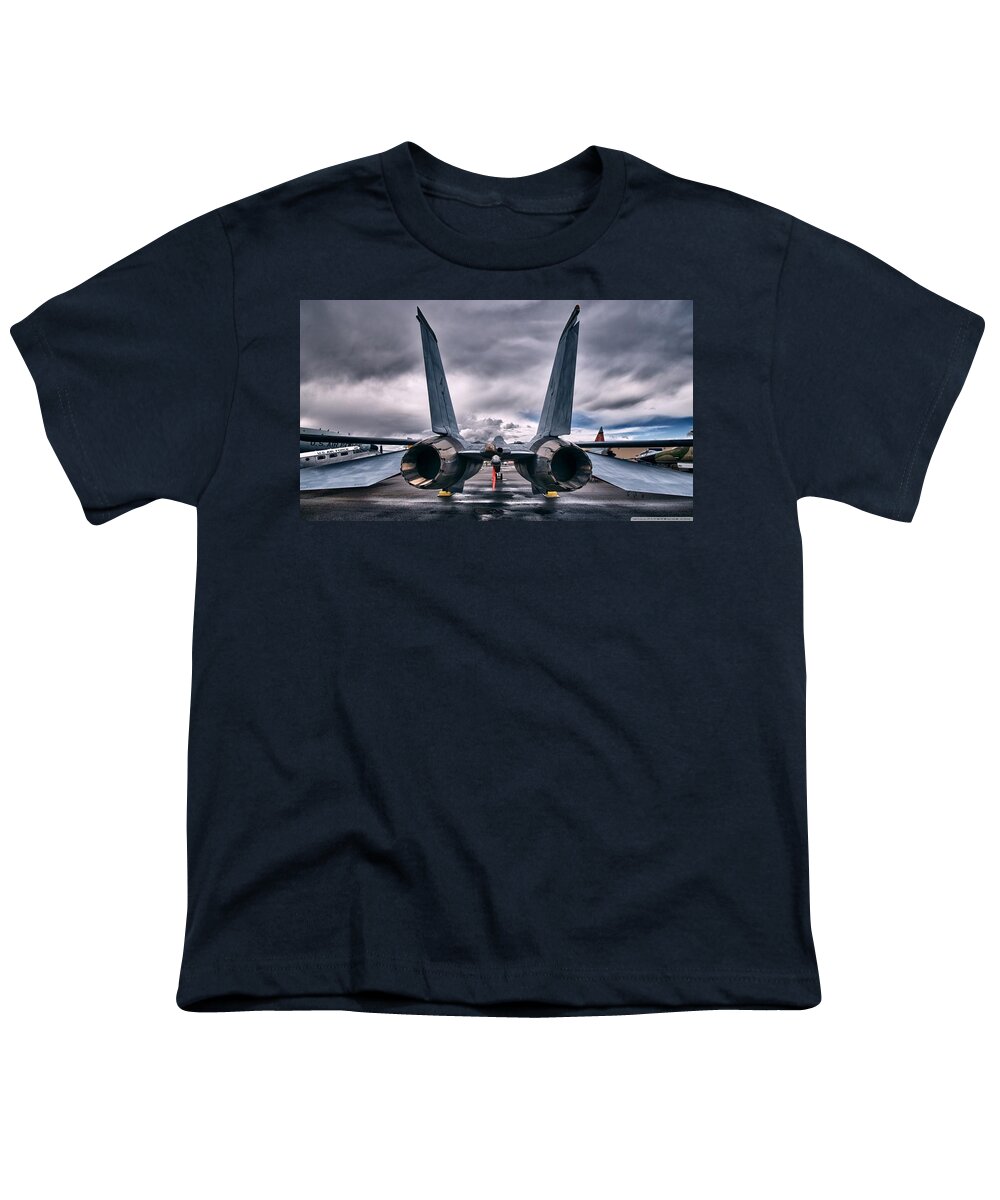 Grumman F-14 Tomcat Youth T-Shirt featuring the photograph Grumman F-14 Tomcat by Jackie Russo