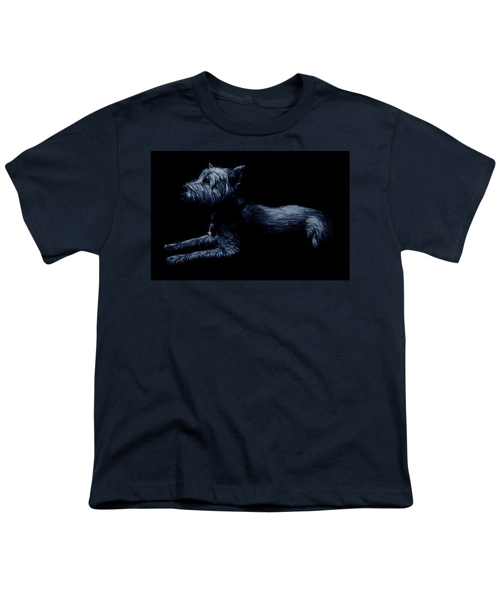 Terrier Youth T-Shirt featuring the painting Highland Terrier by John Neeve
