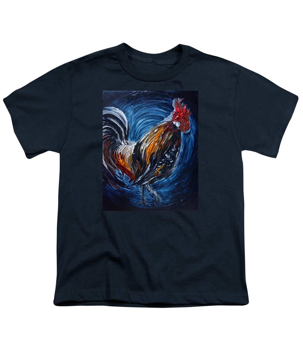 Guam Youth T-Shirt featuring the painting I Gayu Guam Rooster by Michelle Pier