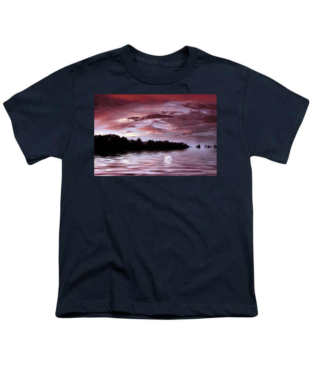 Swan Youth T-Shirt featuring the photograph Sunset Swim by Jessica Jenney