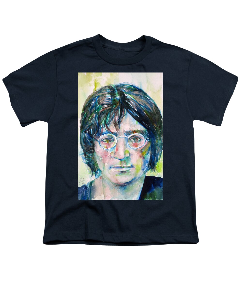 Year 2011 Youth T-Shirt featuring the painting JOHN LENNON - watercolor portrait.8 by Fabrizio Cassetta