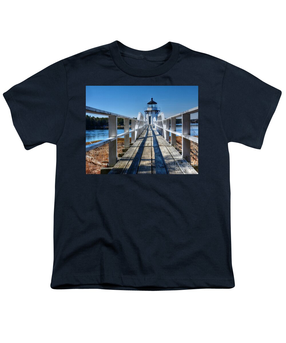 Doubling Point Lighthouse Youth T-Shirt featuring the photograph Keeper's Walkway by Steve Brown