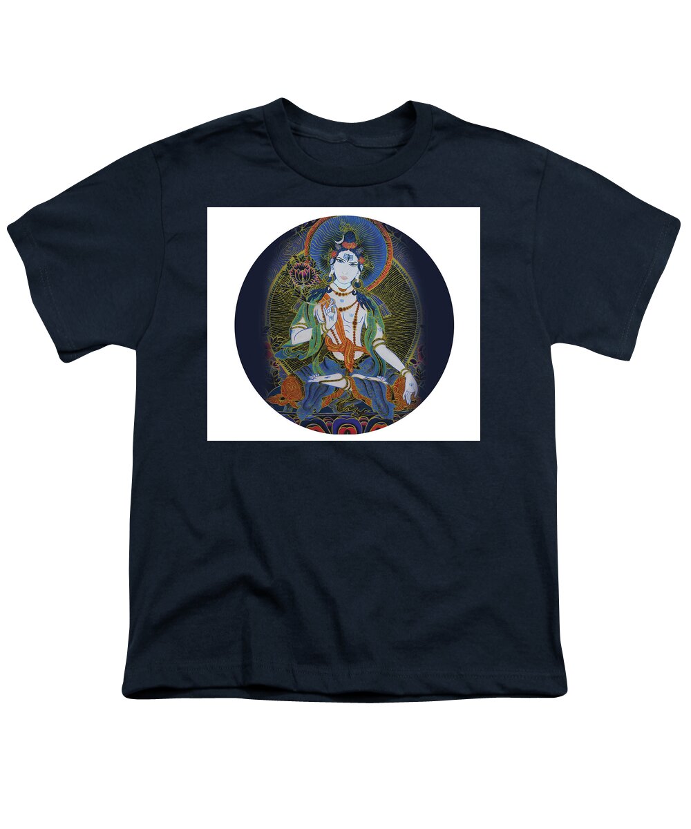 Spirituality Youth T-Shirt featuring the painting Light giving Shiva by Guruji Aruneshvar Paris Art Curator Katrin Suter