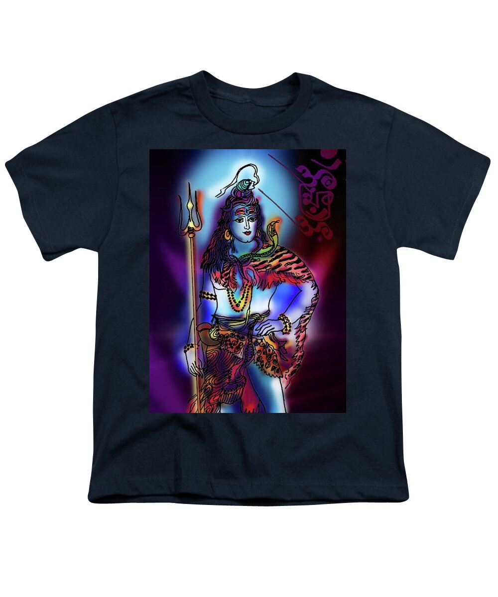Yoga Youth T-Shirt featuring the painting Maheshvara SadaShiva by Guruji Aruneshvar Paris Art Curator Katrin Suter