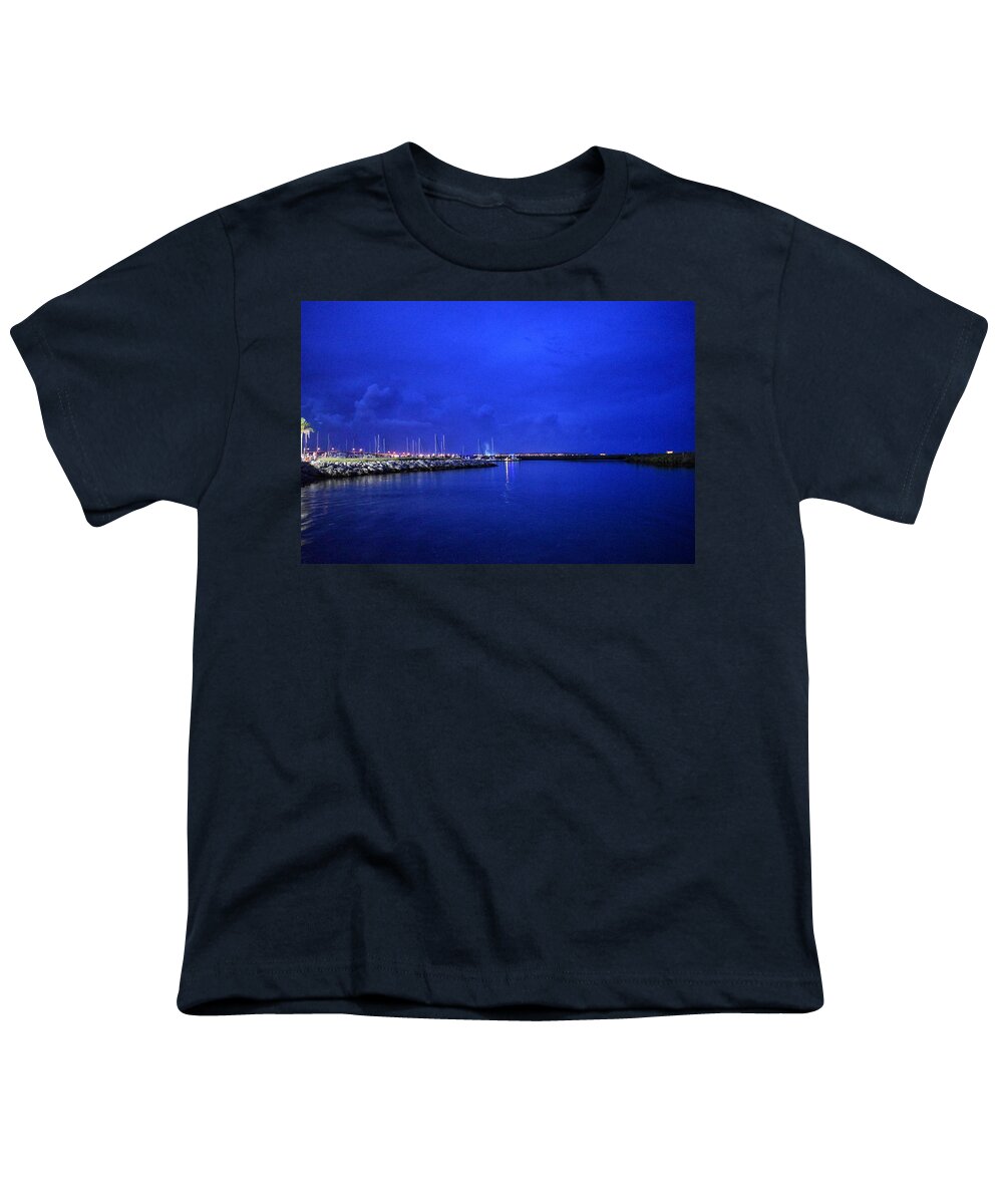 Landscape Youth T-Shirt featuring the photograph Marina at Night by Vicki Lewis