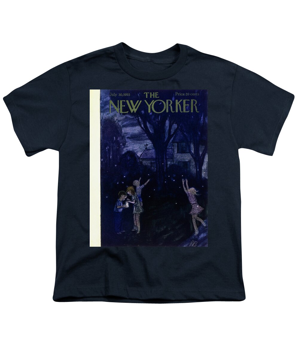 Night Youth T-Shirt featuring the painting New Yorker July 30 1955 by Perry Barlow