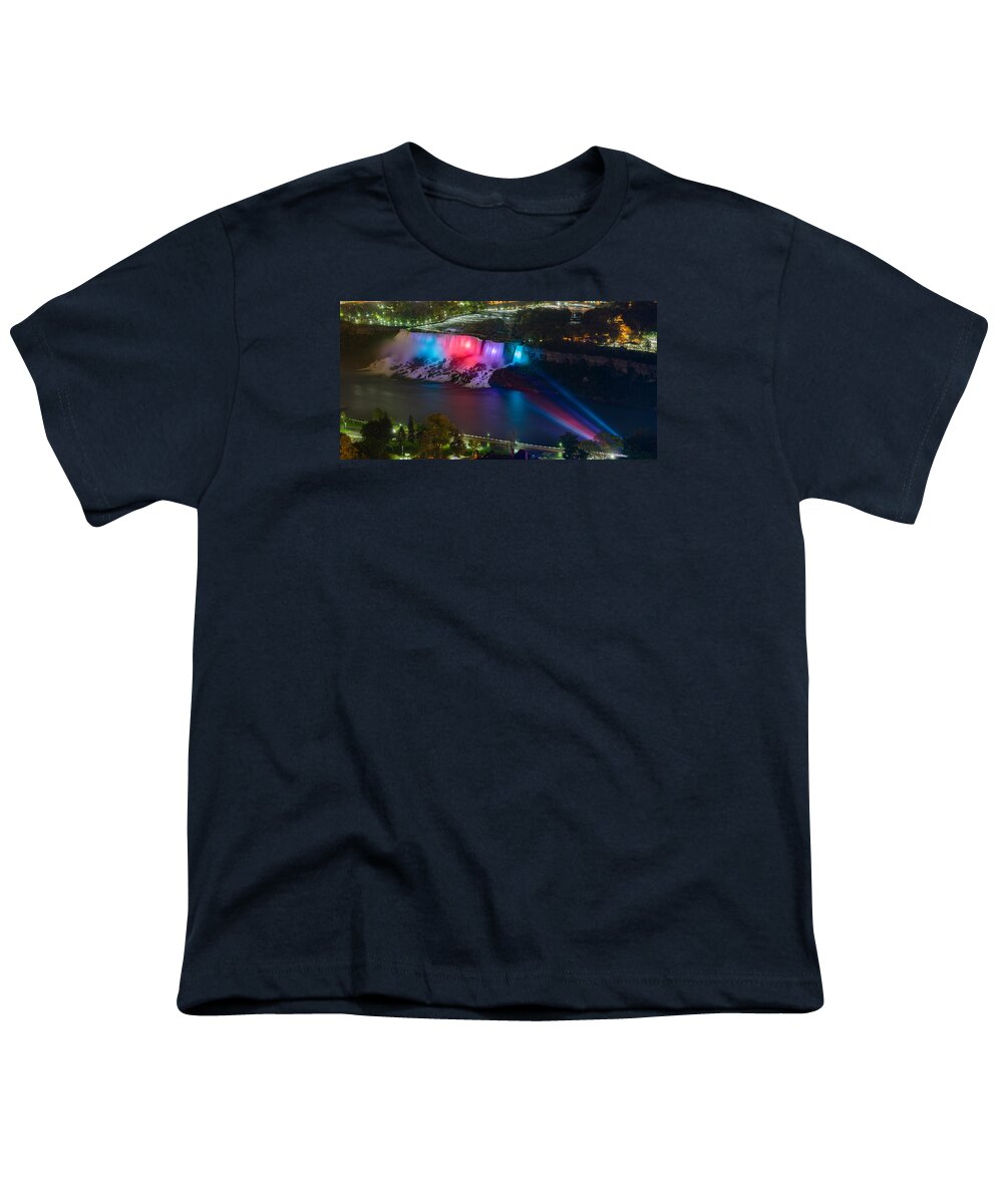 2:1 Youth T-Shirt featuring the photograph Niagara Falls at Night #2 by Mark Rogers