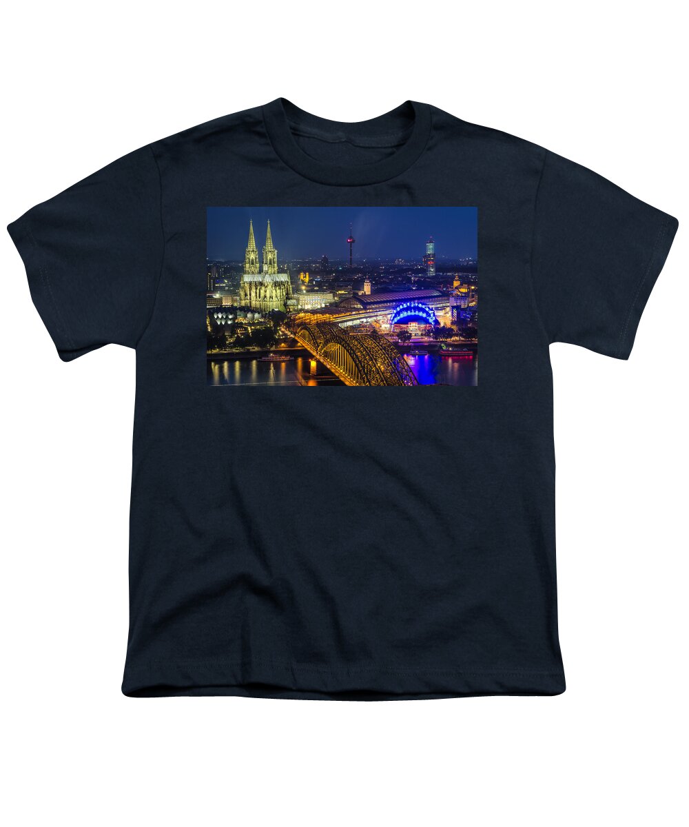 Cologne Youth T-Shirt featuring the photograph Night Falls Upon Cologne 2 by Pablo Lopez