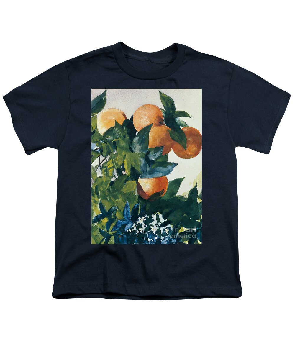 Winslow Homer Youth T-Shirt featuring the painting Oranges on a Branch by Winslow Homer