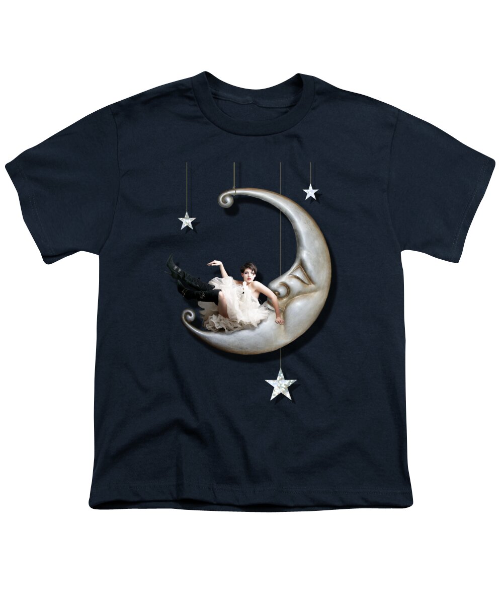 Moon Youth T-Shirt featuring the digital art Paper Moon by Linda Lees