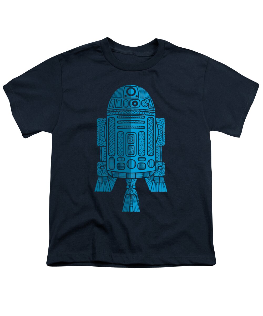 R2d2 Youth T-Shirt featuring the mixed media R2D2 - Star Wars Art - Blue 2 by Studio Grafiikka