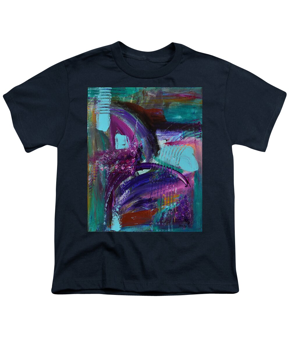 Modern Youth T-Shirt featuring the painting Rhapsody In Raspberry by Donna Blackhall