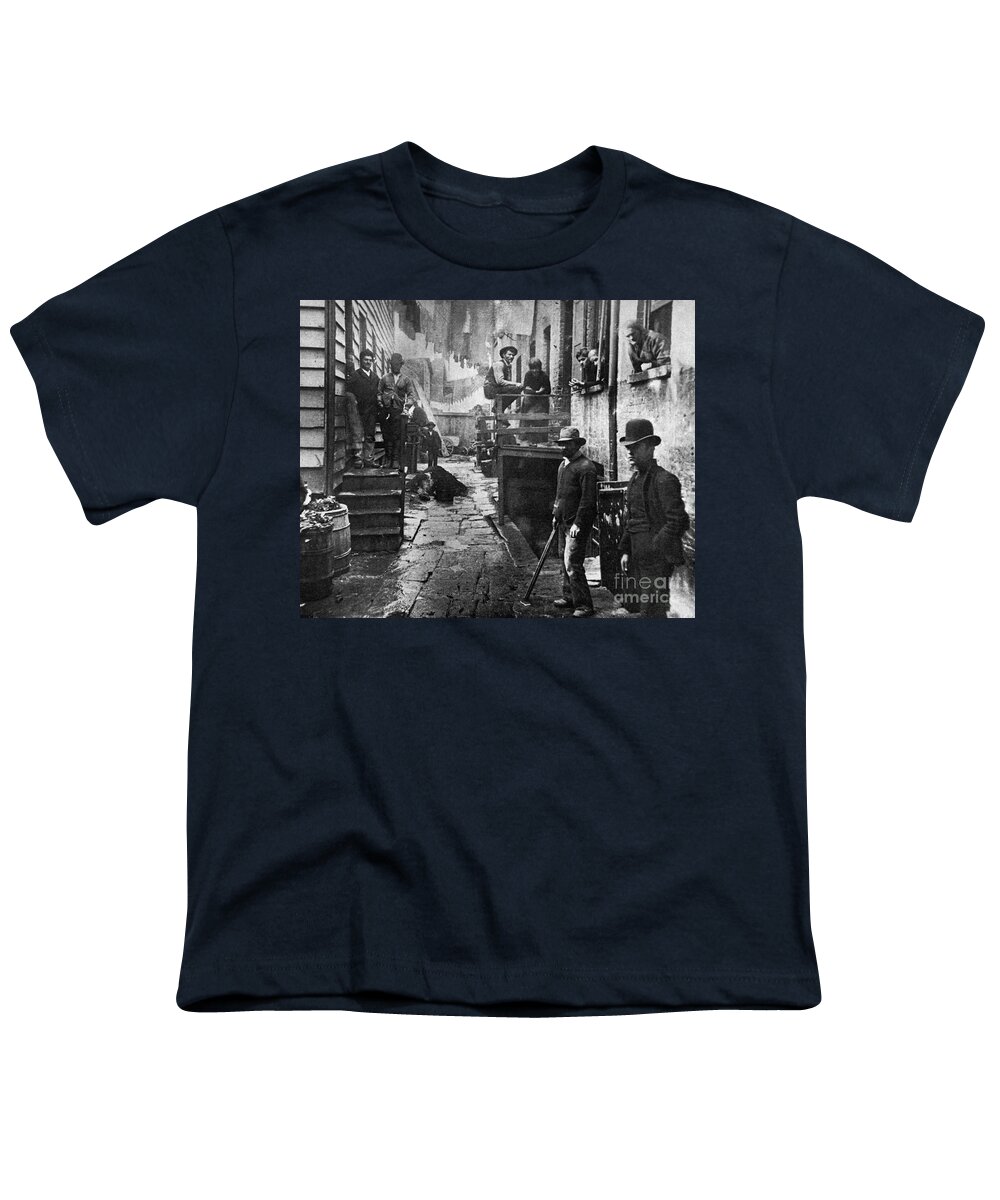 1887 Youth T-Shirt featuring the photograph Riis: Bandits Roost, 1887 by Granger