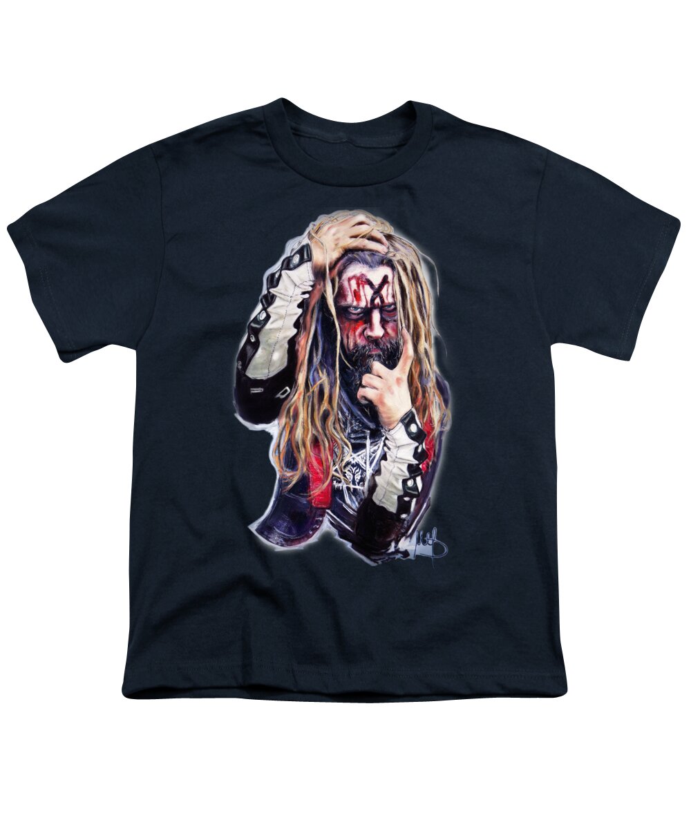 Rob Zombie Youth T-Shirt featuring the pastel Rob Zombie by Melanie D