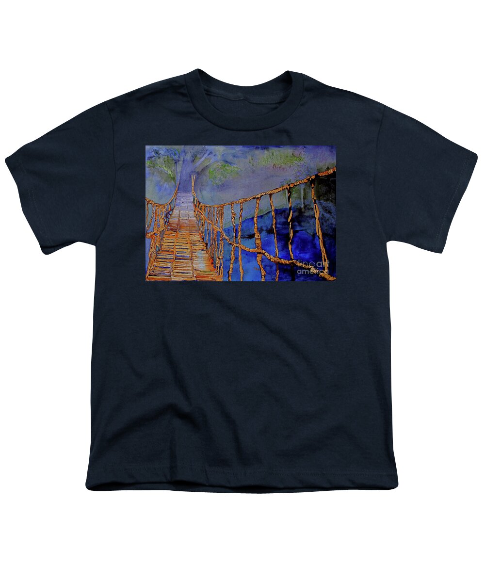 Rope Bridge Youth T-Shirt featuring the painting Rope Bridge by Sandy McIntire