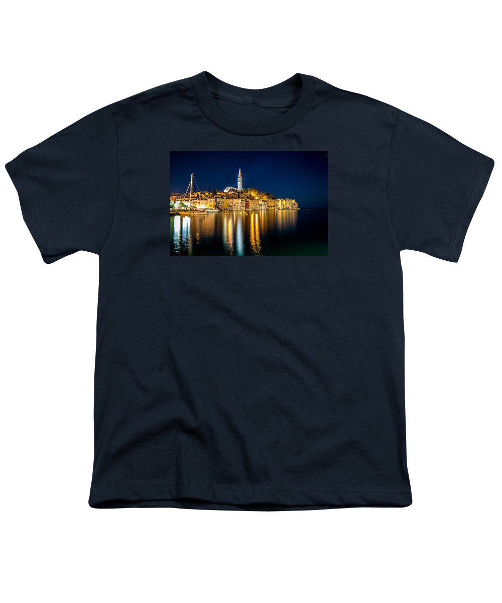Rovinj Youth T-Shirt featuring the photograph Rovinj at Night by Lev Kaytsner