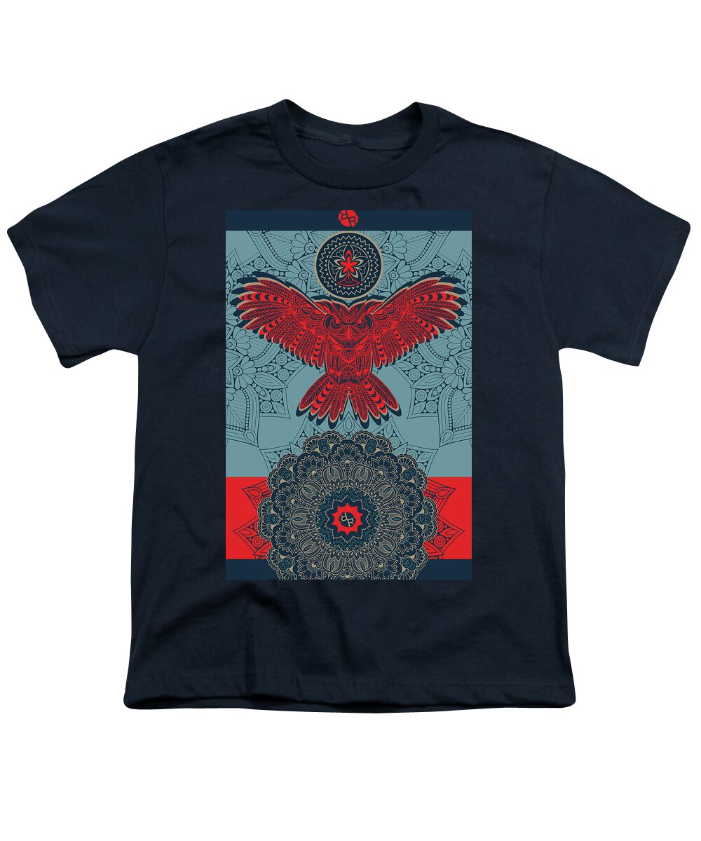 Owl Youth T-Shirt featuring the mixed media Rubino Spirit Owl by Tony Rubino