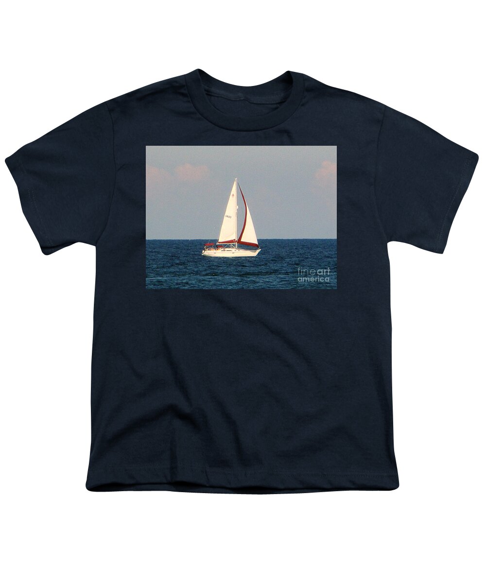 Sailboat Youth T-Shirt featuring the photograph Sailing On Lake Michigan by Kay Novy