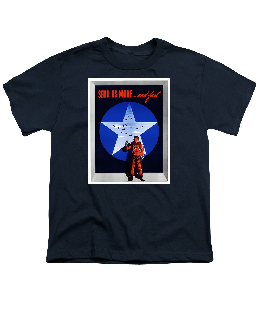 Air Force Youth T-Shirt featuring the painting Send Us More and Fast -- WW2 by War Is Hell Store